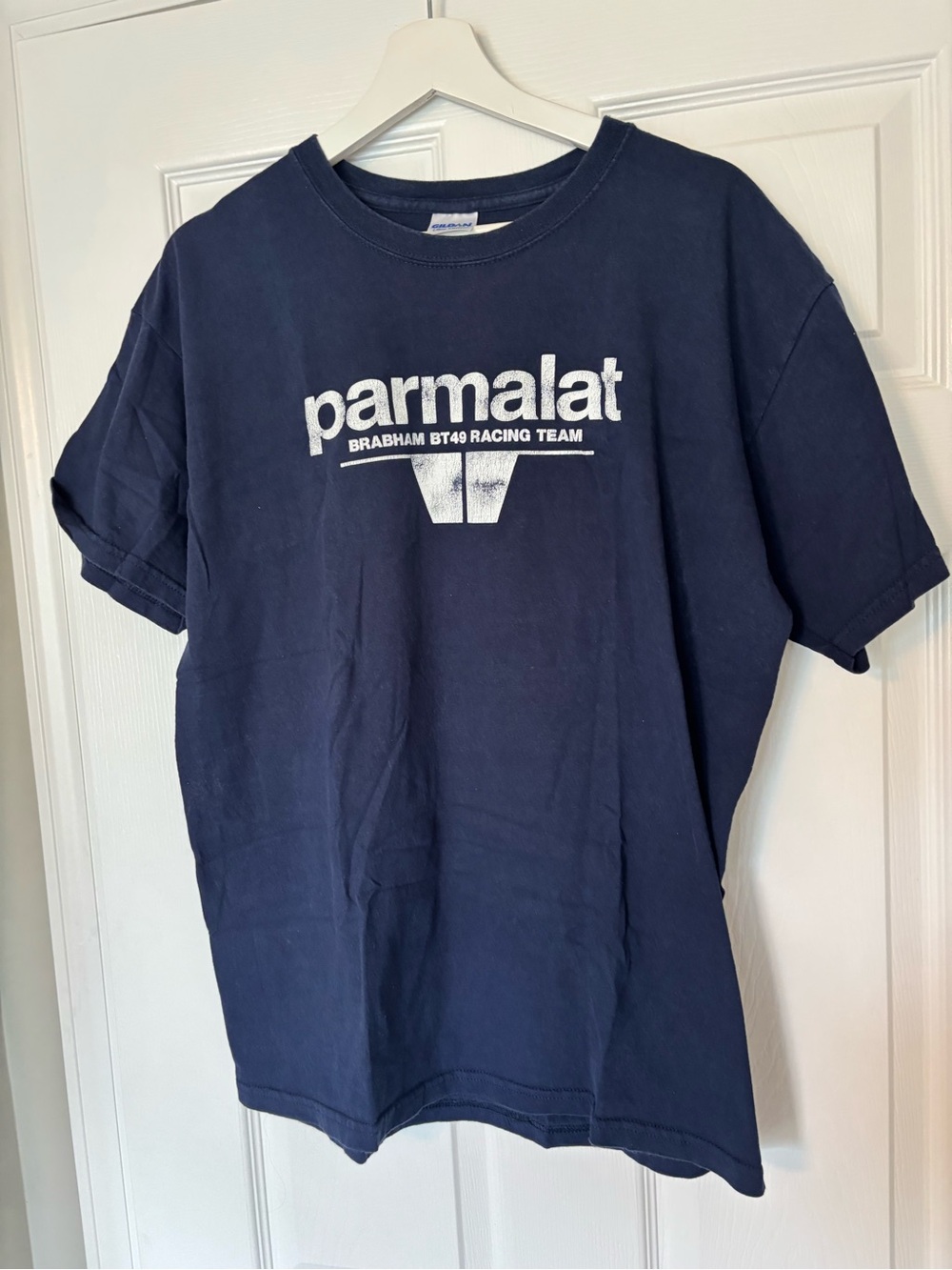 Gildan Navy T‑Shirt with White Parmalat Racing Graphic